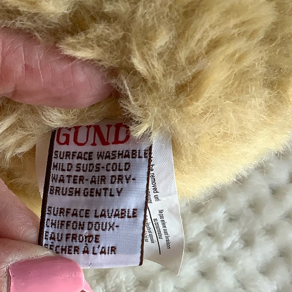 GUND Golden Honey Coloured Plush Bear Yellow Black Checkered Bow Stuffed Animal - Picture 9 of 12